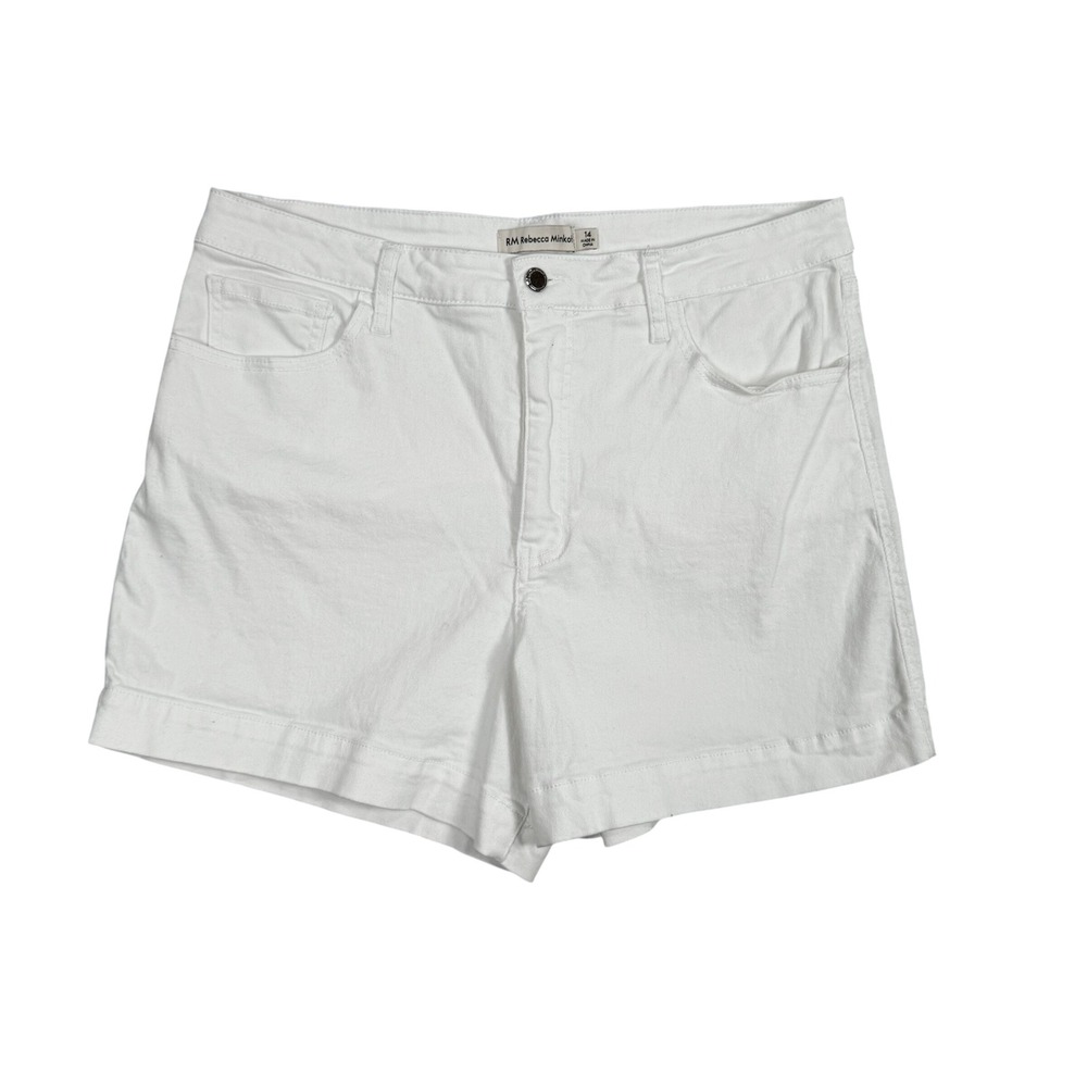 RM Rebecca Minkoff Denim Shorts Womens 14 White Stretch High Rise RMD3055B
